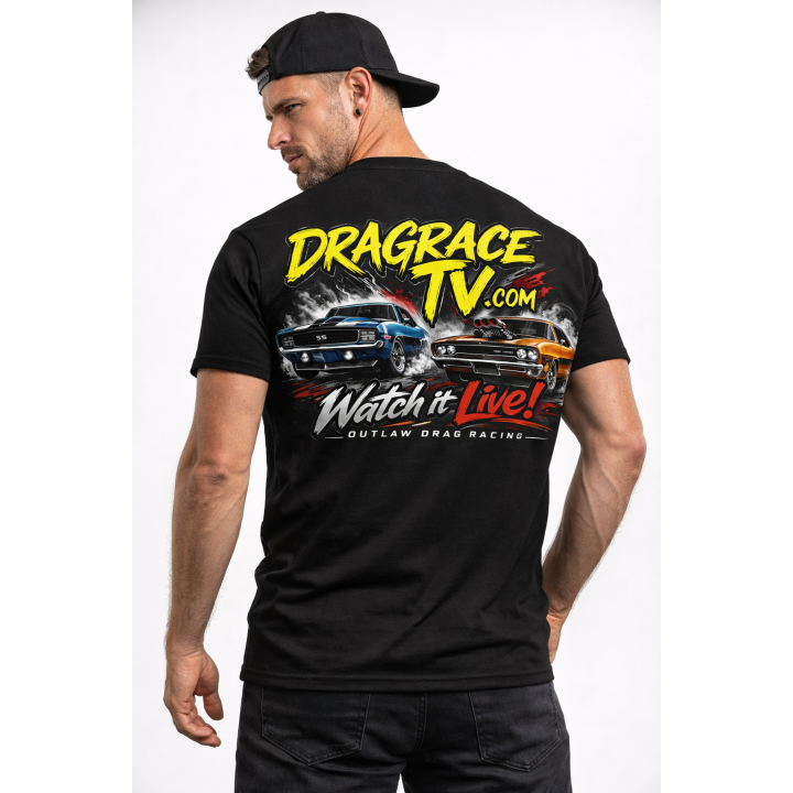 DragRaceTV Watch It Live Outlaw Drag Racing T-Shirt | Classic Muscle Drag Racing Tee