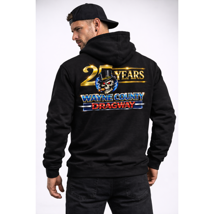 Wayne County Dragway 25 Years Hook City Hoodie | Anniversary Drag Racing Hooded Sweatshirt